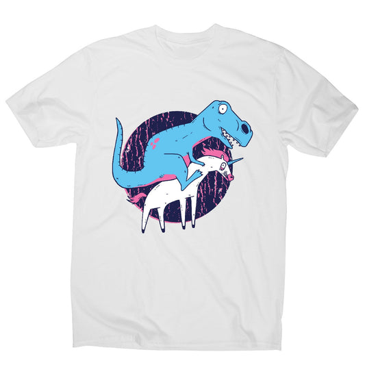 T-rex riding unicorn - men's funny premium t-shirt
