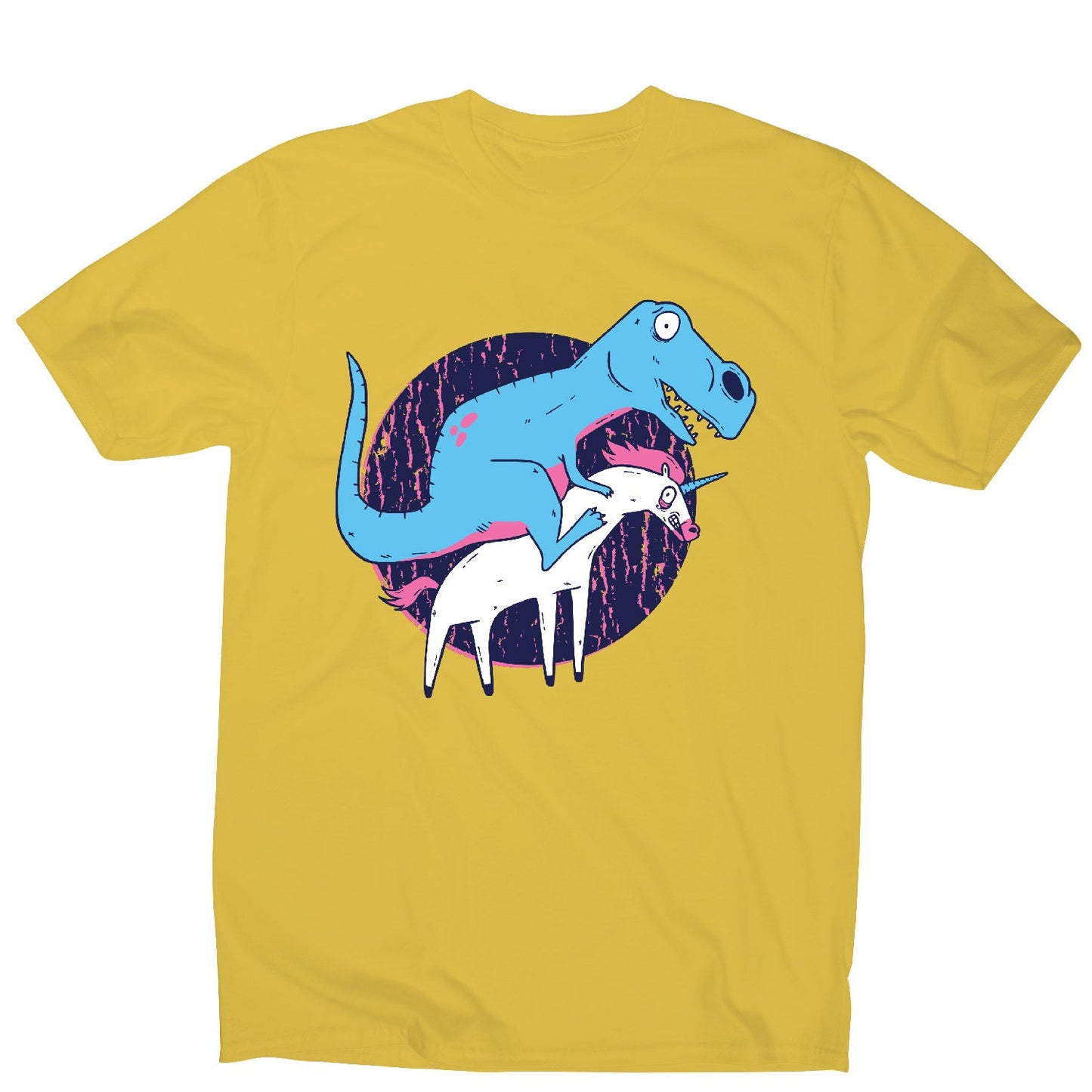 T-rex riding unicorn - men's funny premium t-shirt