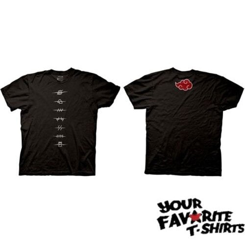 Naruto Shippuden Akatsuki Clouds Village Symbols Adult T-Shirt
