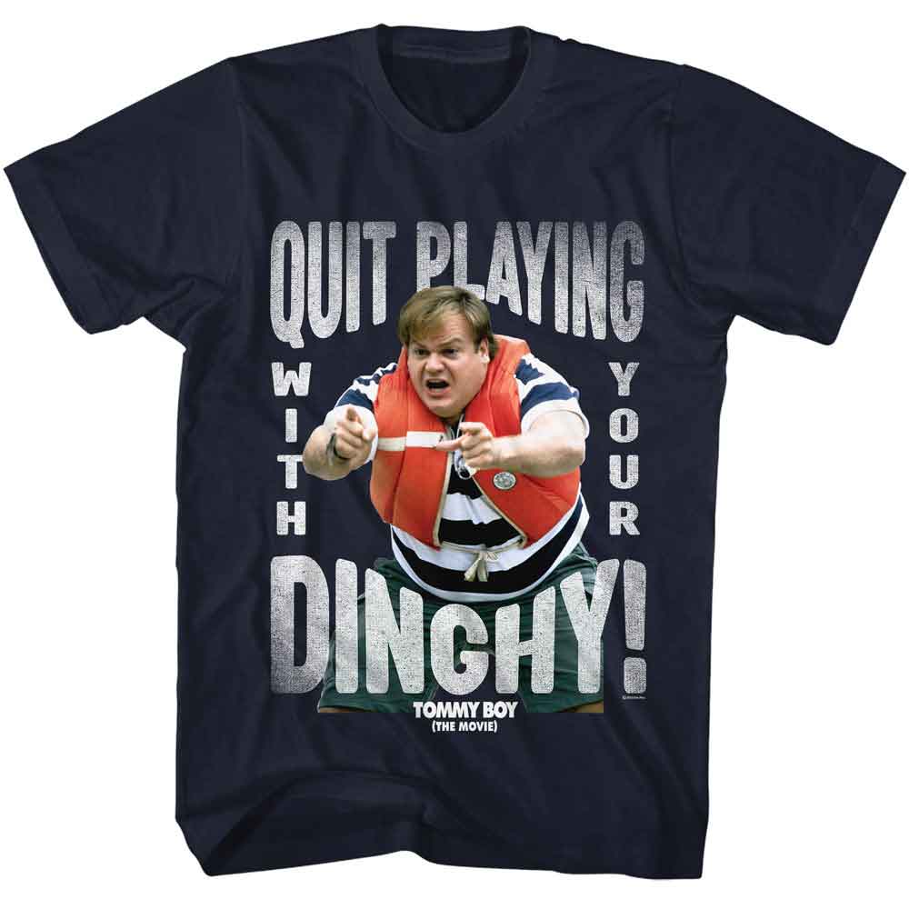 Tommy Boy - Quit Playing - American Classics - Navy Adult Short Sleeve T-Shirt - clothing by TeeHivey.com (Image 1)