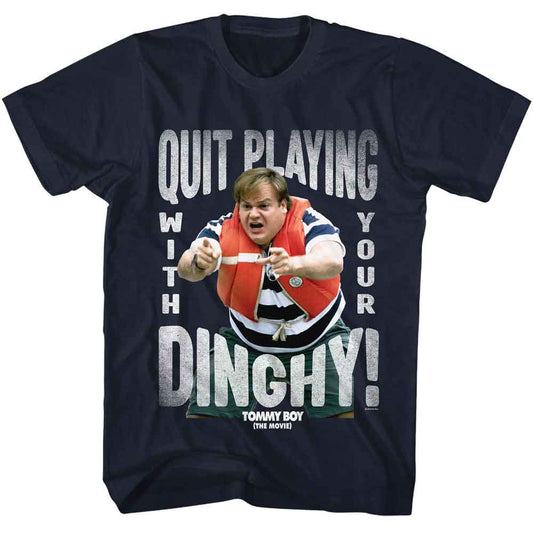 Tommy Boy - Quit Playing - American Classics - Navy Adult Short Sleeve T-Shirt - clothing by TeeHivey.com (Image 1)