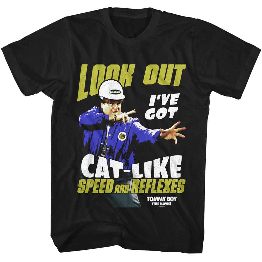 Tommy Boy - Cat Like - American Classics - Solid Black Adult Short Sleeve T-Shirt - clothing by TeeHivey.com (Image 1)