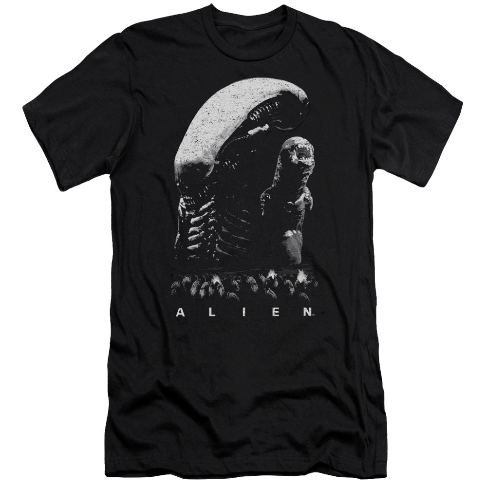 Alien Evolution Premium Bella Canvas Slim Fit Mens T Shirt Black