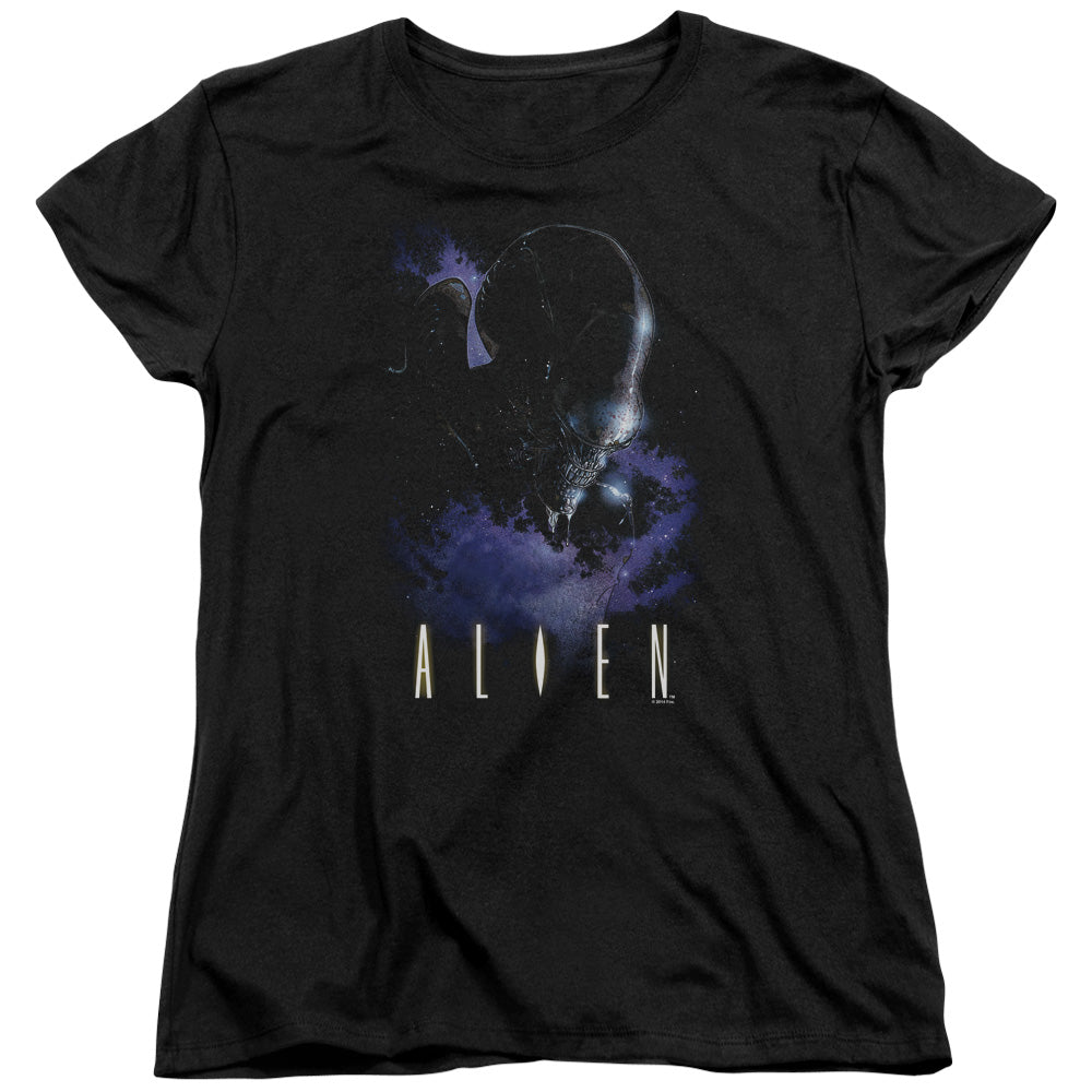 Alien In Space Womens T Shirt Black