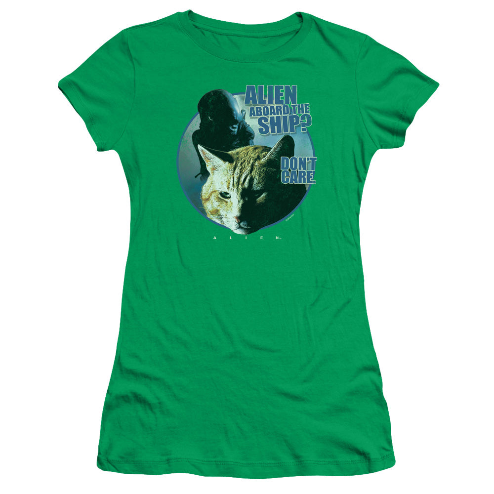 Alien Jonesy Junior Sheer Cap Sleeve Womens T Shirt Kelly Green