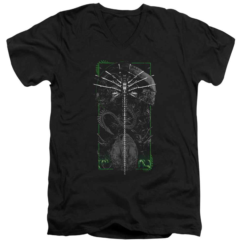 Alien Facehugger Mens Slim Fit V-Neck T Shirt Black