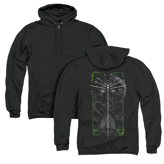 Alien Facehugger Back Print Zipper Mens Hoodie Black