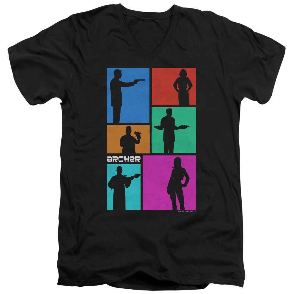 Archer Silhouettes Mens Slim Fit V-Neck T Shirt Black - clothing by TeeHivey.com