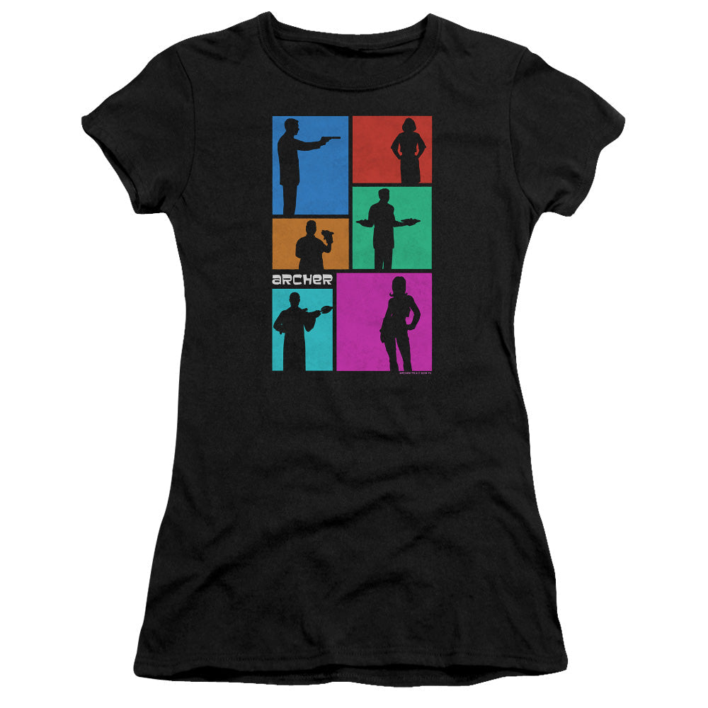 Archer Silhouettes Junior Sheer Cap Sleeve Womens T Shirt Black - clothing by TeeHivey.com