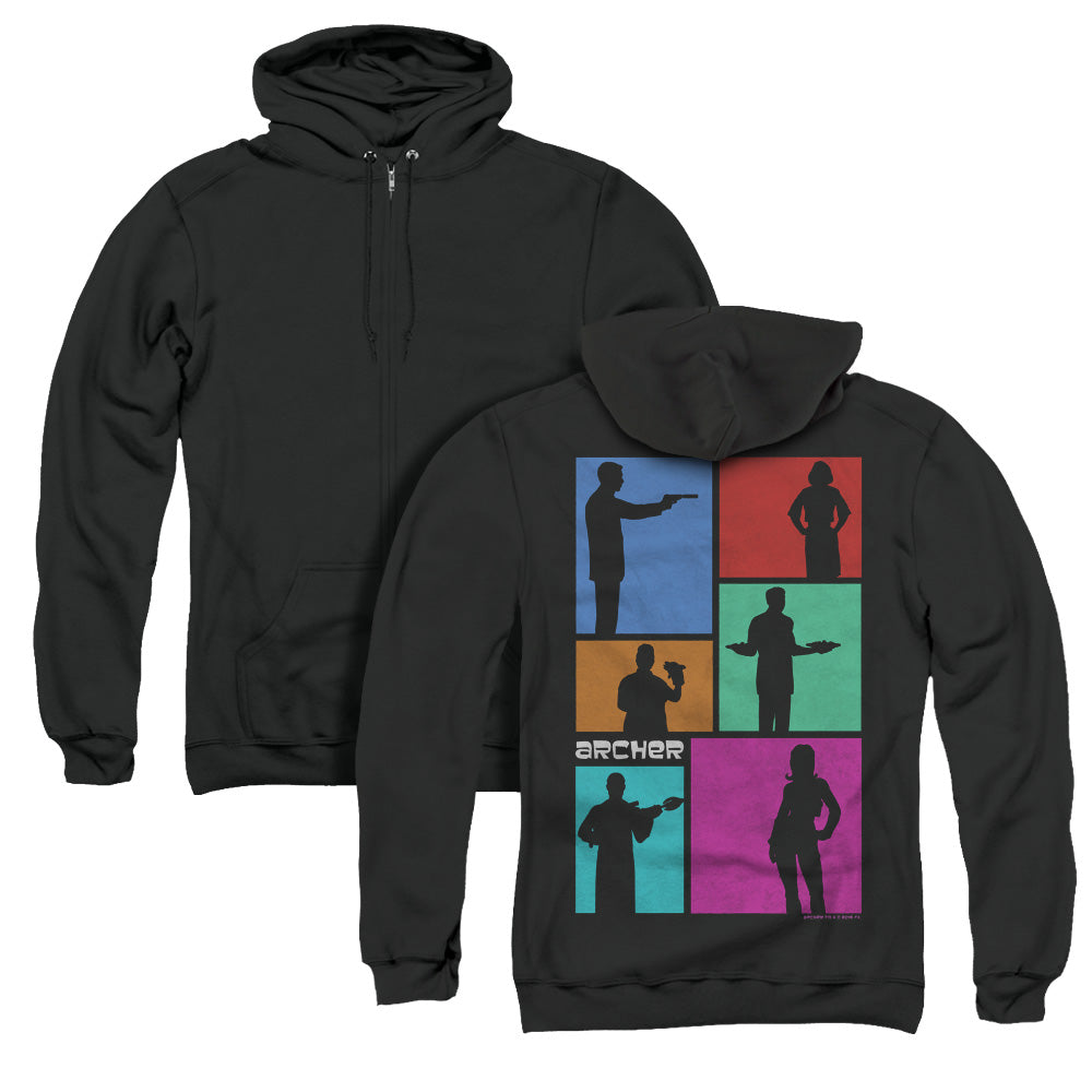 Archer Silhouettes Back Print Zipper Mens Hoodie Black - clothing by TeeHivey.com