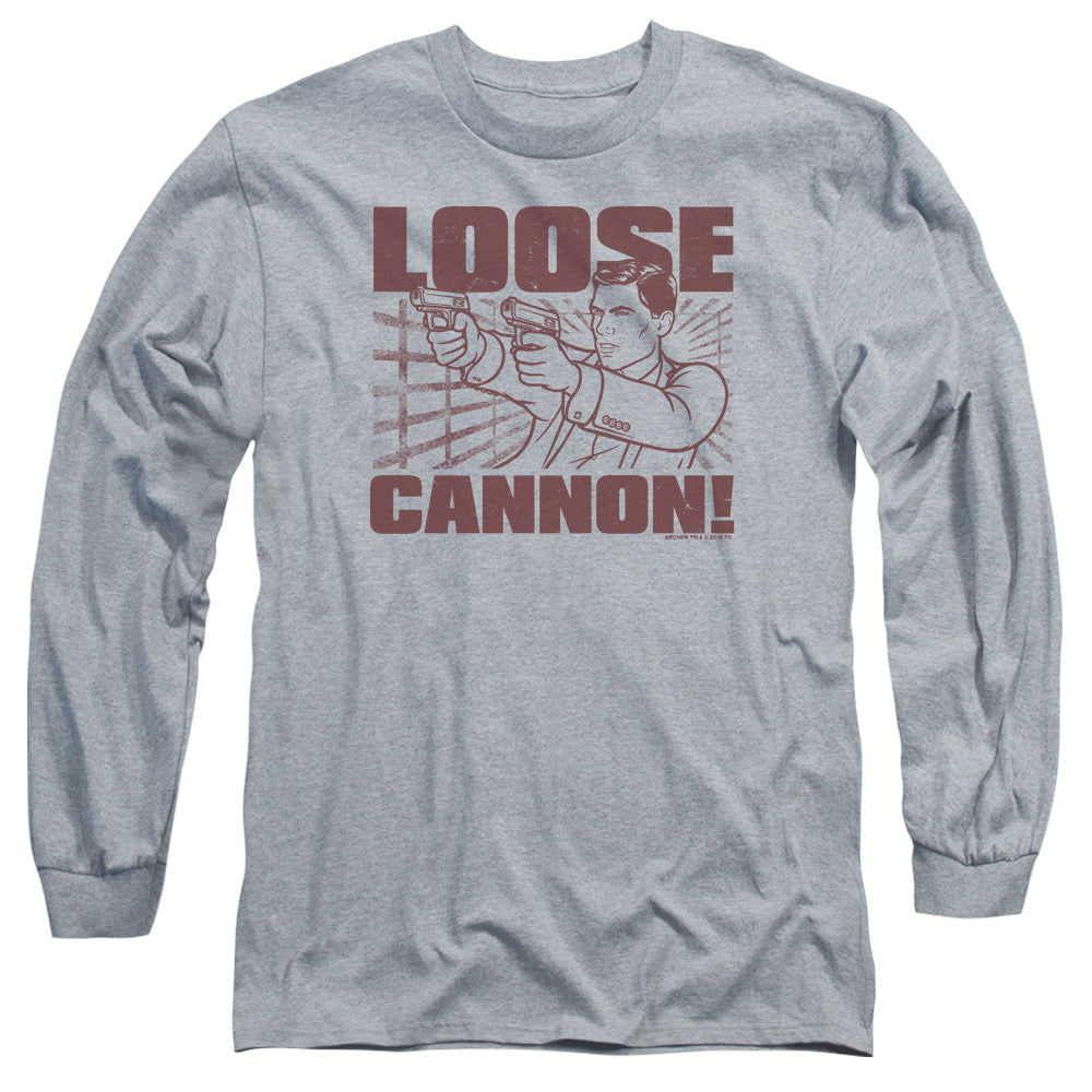 Archer Loose Cannon Mens Long Sleeve Shirt Athletic Heather - clothing by TeeHivey.com