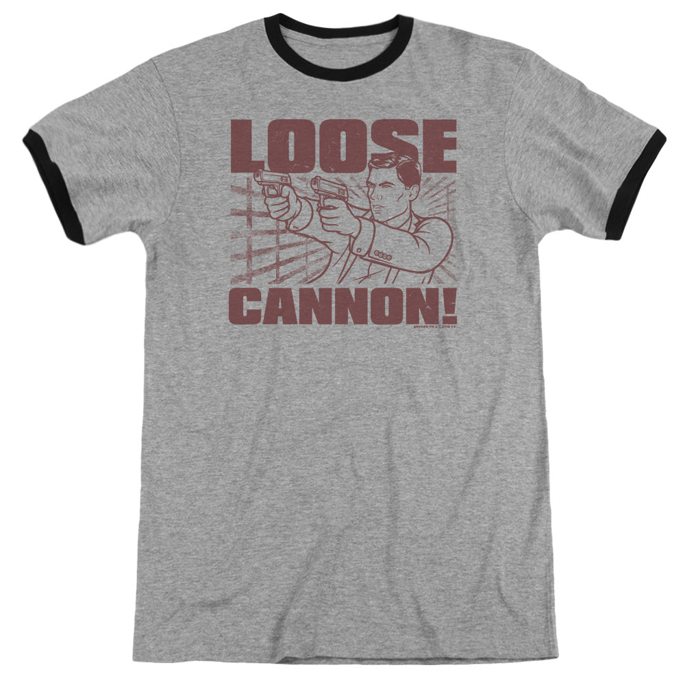 Archer Loose Cannon Heather Ringer Mens T Shirt Heather - clothing by TeeHivey.com