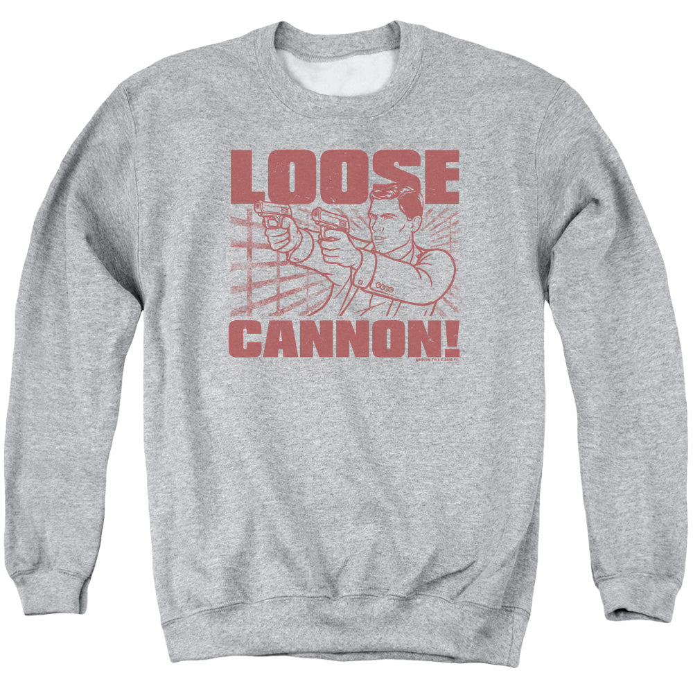 Archer Loose Cannon Mens Crewneck Sweatshirt Athletic Heather - clothing by TeeHivey.com