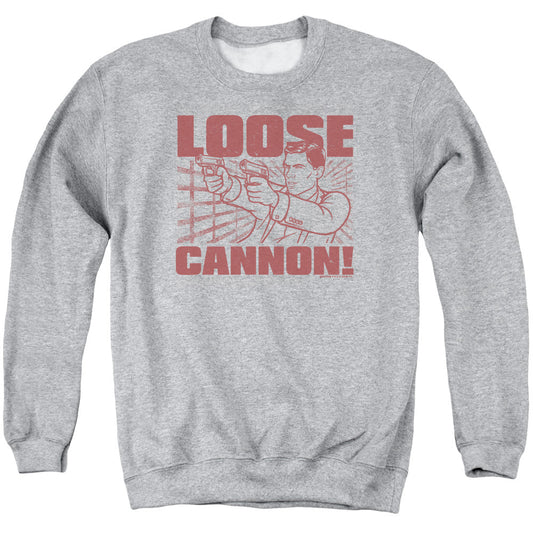 Archer Loose Cannon Mens Crewneck Sweatshirt Athletic Heather - clothing by TeeHivey.com