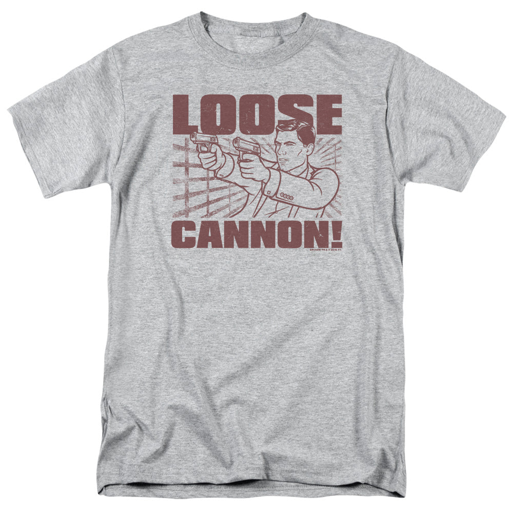 Archer Loose Cannon Mens T Shirt Athletic Heather - clothing by TeeHivey.com