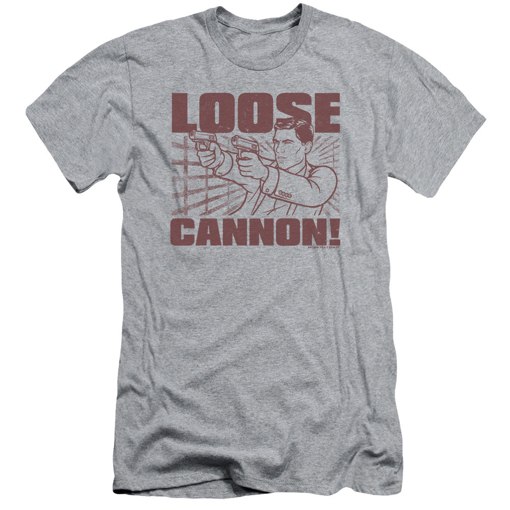 Archer Loose Cannon Slim Fit Mens T Shirt Athletic Heather - clothing by TeeHivey.com