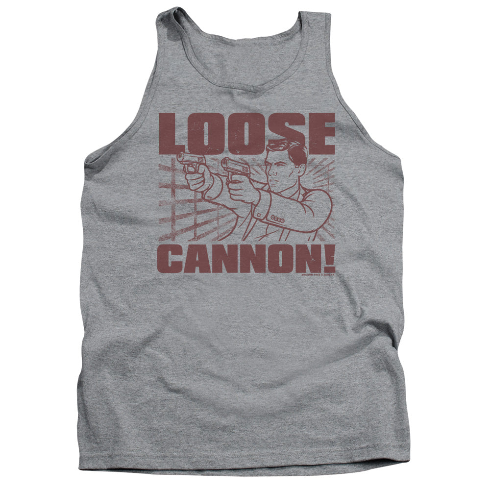 Archer Loose Cannon Mens Tank Top Shirt Athletic Heather - clothing by TeeHivey.com