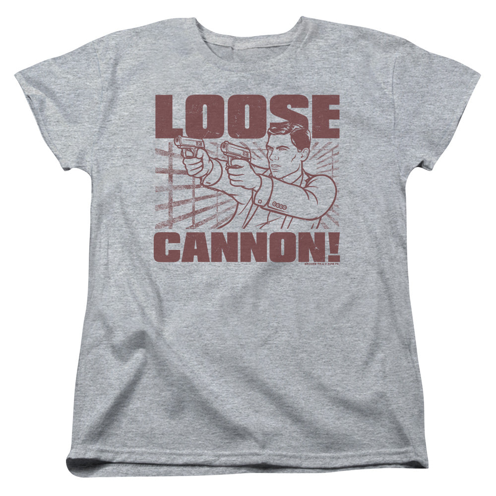 Archer Loose Cannon Womens T Shirt Athletic Heather - clothing by TeeHivey.com