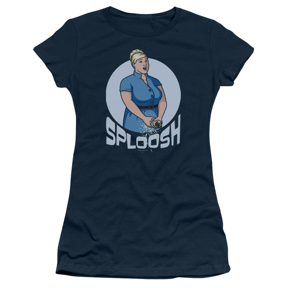 Archer Sploosh Junior Sheer Cap Sleeve Womens T Shirt Navy Blue - clothing by TeeHivey.com