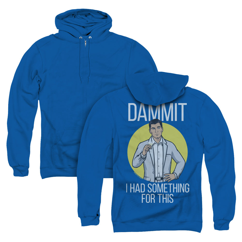 Archer Lost It Back Print Zipper Mens Hoodie Royal Blue - clothing by TeeHivey.com