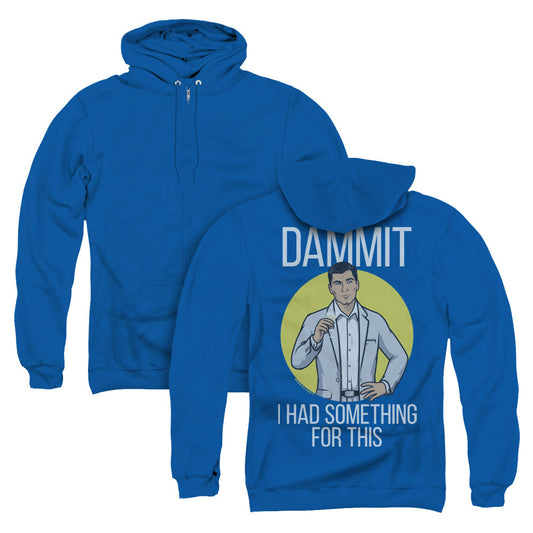 Archer Lost It Back Print Zipper Mens Hoodie Royal Blue - clothing by TeeHivey.com