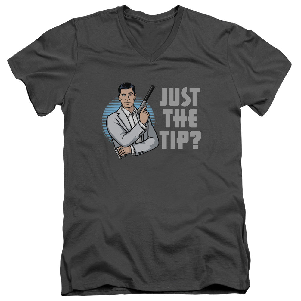 Archer Tip Mens Slim Fit V-Neck T Shirt Charcoal - clothing by TeeHivey.com