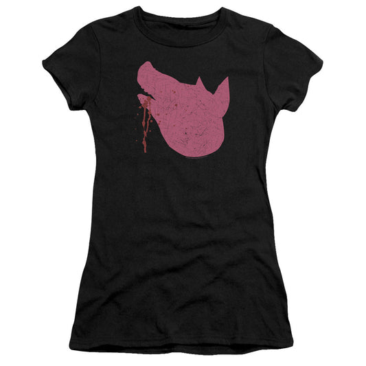 American Horror Story Pig Head Junior Sheer Cap Sleeve Womens T Shirt Black