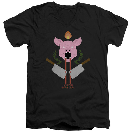 American Horror Story Pig Cleavers Mens Slim Fit V-Neck T Shirt Black