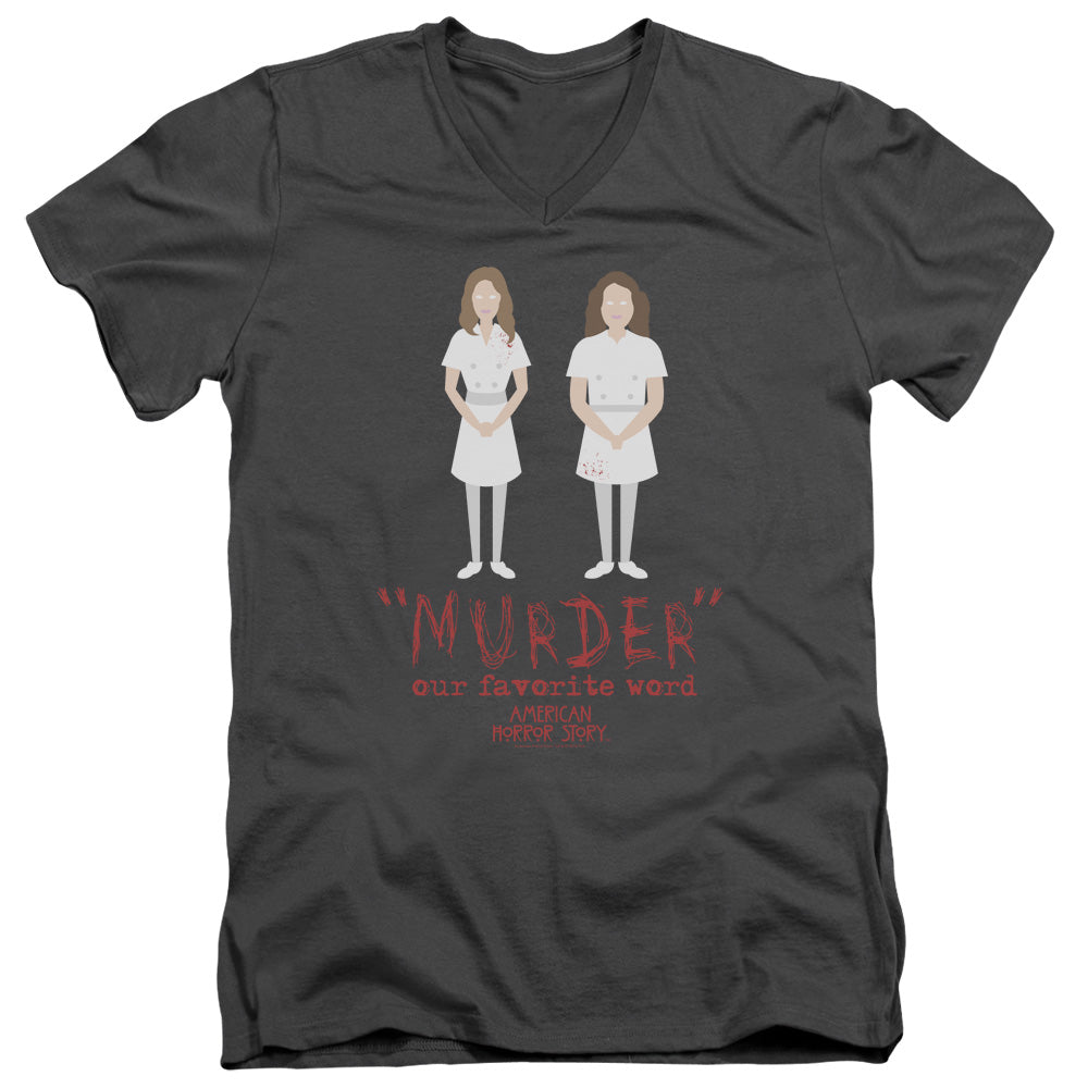 American Horror Story Murder Mens Slim Fit V-Neck T Shirt Charcoal