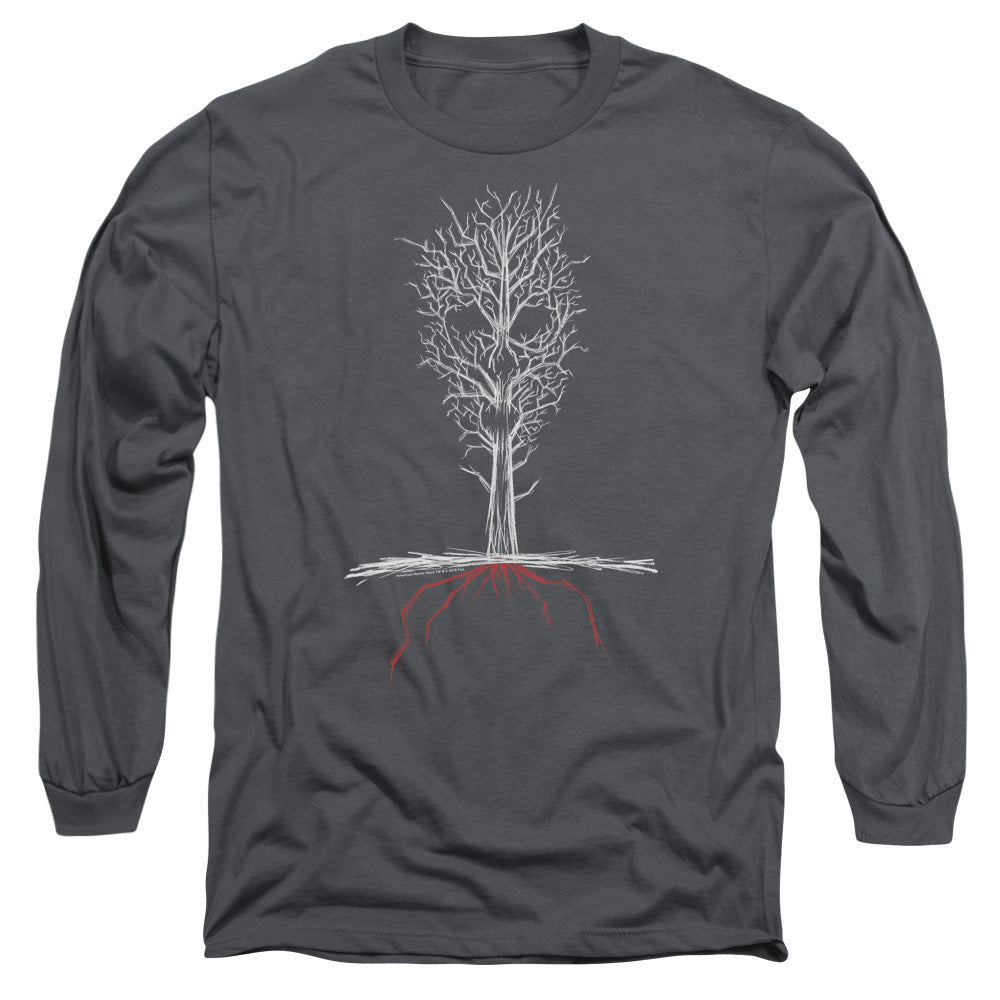 American Horror Story Scary Tree Mens Long Sleeve Shirt Charcoal