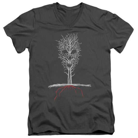 American Horror Story Scary Tree Mens Slim Fit V-Neck T Shirt Charcoal
