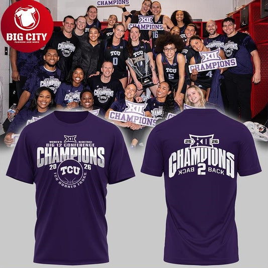 TCU Horned Frogs Basketball Big12 Champions 2026 Two Sided Shirt