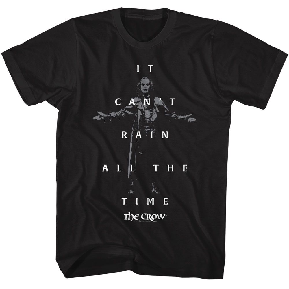The Crow - Cant Rain Quote And Photo - American Classics - Solid Black Adult Short Sleeve T-Shirt (Image 1)