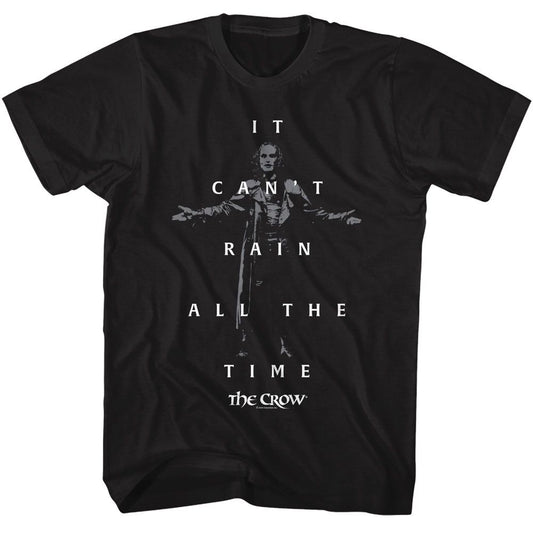 The Crow - Cant Rain Quote And Photo - American Classics - Solid Black Adult Short Sleeve T-Shirt (Image 1)