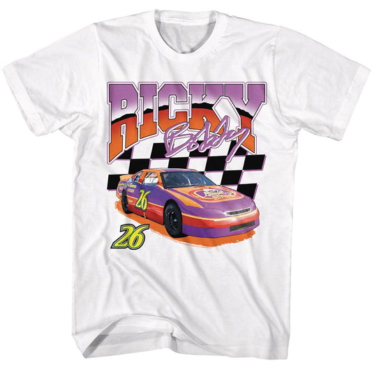 Talladega Nights - Ricky Racer - White Front Print Short Sleeve Adult T-Shirt - clothing by TeeHivey.com (Image 1)