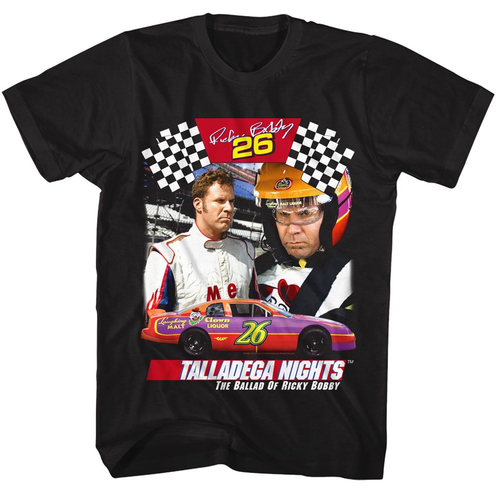 Talladega Nights - Ricky Collage - American Classics - Solid Black Adult Short Sleeve T-Shirt (Image 1)
