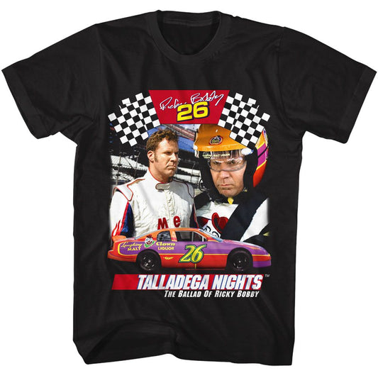 Talladega Nights - Ricky Collage - American Classics - Solid Black Adult Short Sleeve T-Shirt (Image 1)