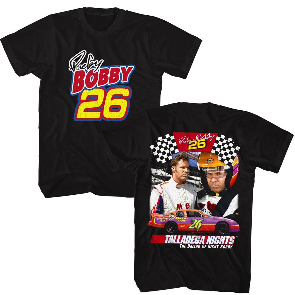 Talladega Nights - Ricky Bobby 26 - American Classics - Solid Black Adult Short Sleeve T-Shirt (Image 1)