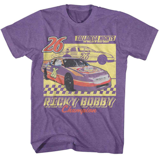 Talladega Nights - Laughing Clown Car Outline - American Classics - Heather Purple Adult Short Sleeve T-Shirt (Image 1)