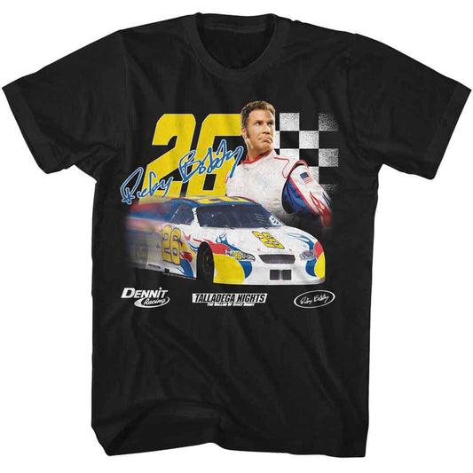 Talladega Nights - 26 With Signature - American Classics - Solid Black Adult Short Sleeve T-Shirt (Image 1)