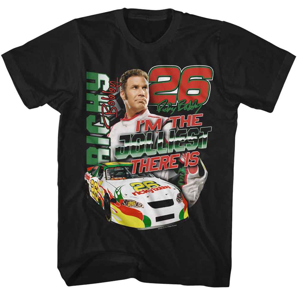 Talladega Nights - Jolliest There Is - American Classics - Black Front Print Adult Short Sleeve T-Shirt (Image 1)
