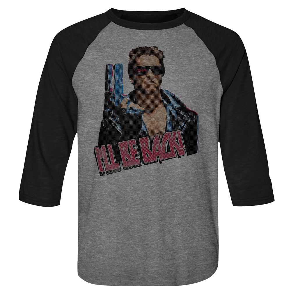 Terminator - I'll Be Back - 3/4 Sleeve - Heather - Adult - Raglan Shirt - clothing by TeeHivey.com