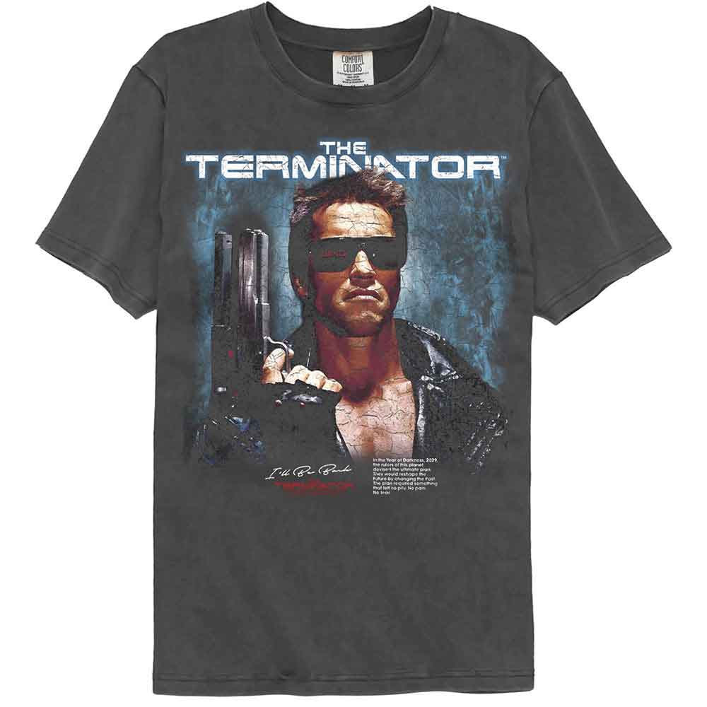 Terminator - Jacket Pistol Poster - American Classics - Gray Solid Adult Short Sleeve Comfort Color T-Shirt