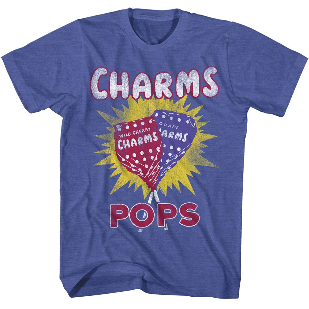 Tootsie Roll - Charms Pops - American Classics - Heather Blue Adult Short Sleeve T-Shirt - clothing by TeeHivey.com (Image 1)