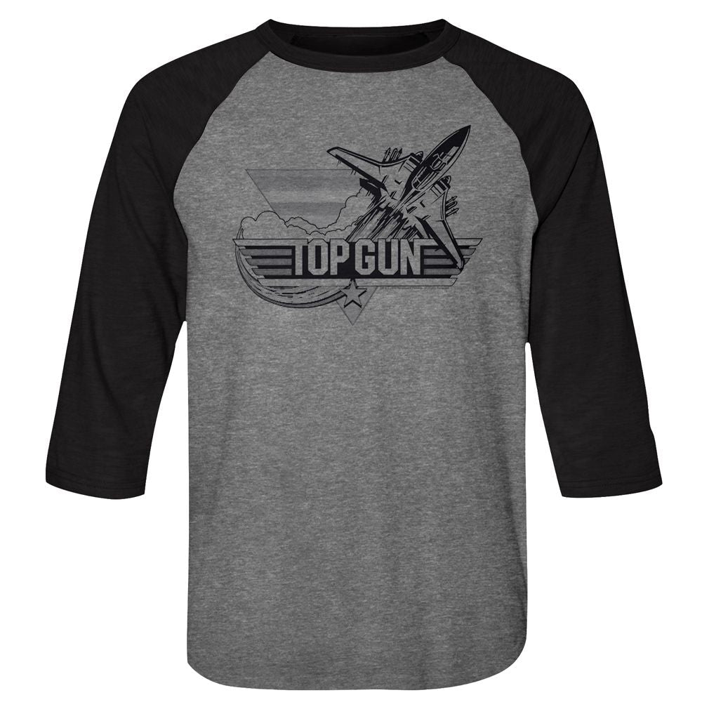 Top Gun - Black - 3/4 Sleeve - Heather - Adult - Raglan Shirt - clothing by TeeHivey.com