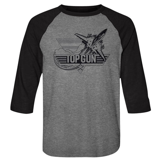 Top Gun - Black - 3/4 Sleeve - Heather - Adult - Raglan Shirt - clothing by TeeHivey.com