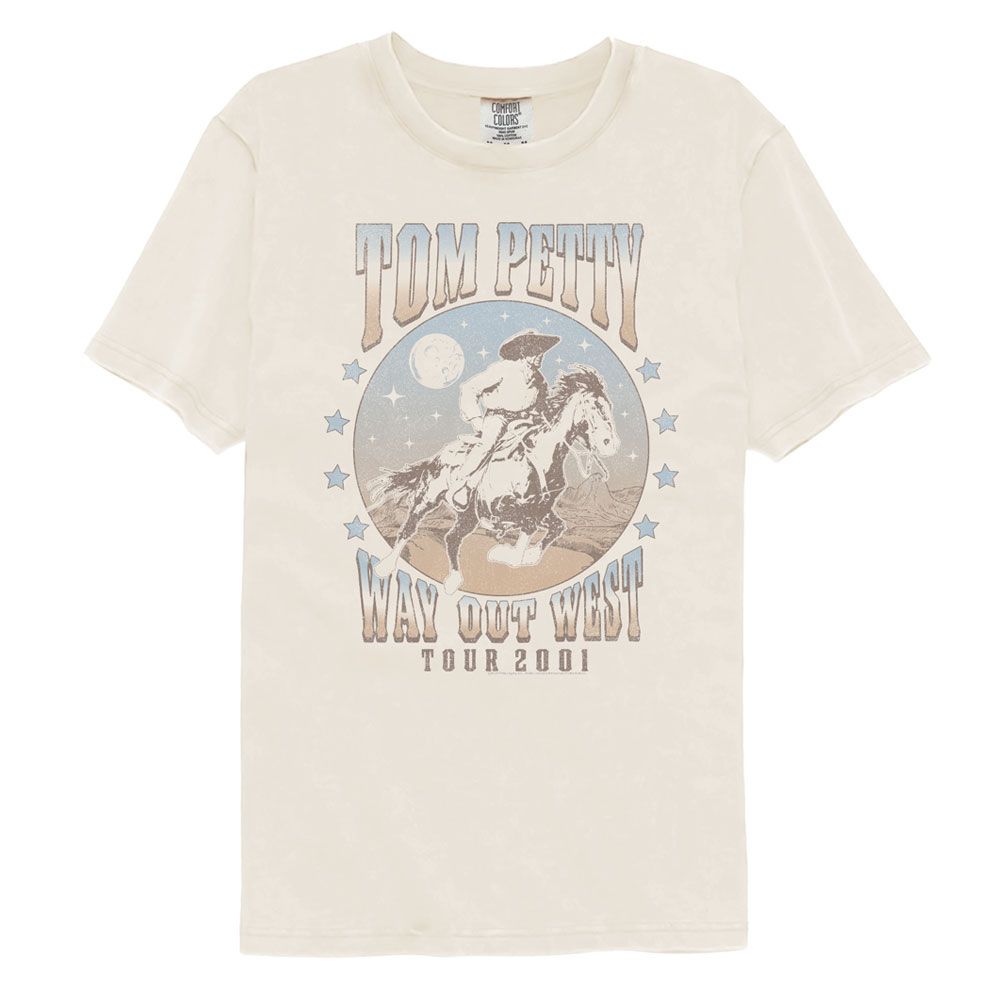 Tom Petty - Way Out West 2001 - American Classics - Solid Beige Adult Short Sleeve Comfort Color T-Shirt (Image 1)