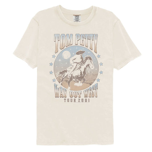 Tom Petty - Way Out West 2001 - American Classics - Solid Beige Adult Short Sleeve Comfort Color T-Shirt (Image 1)