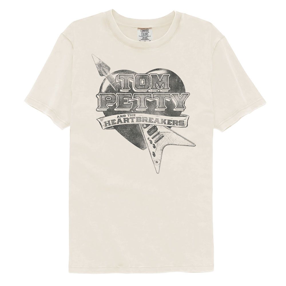 Tom Petty - Guitar Heart - American Classics - Solid Beige Adult Short Sleeve Comfort Color T-Shirt (Image 1)