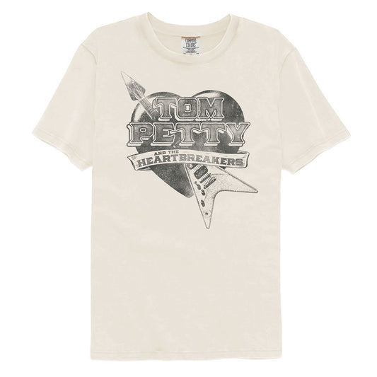 Tom Petty - Guitar Heart - American Classics - Solid Beige Adult Short Sleeve Comfort Color T-Shirt (Image 1)